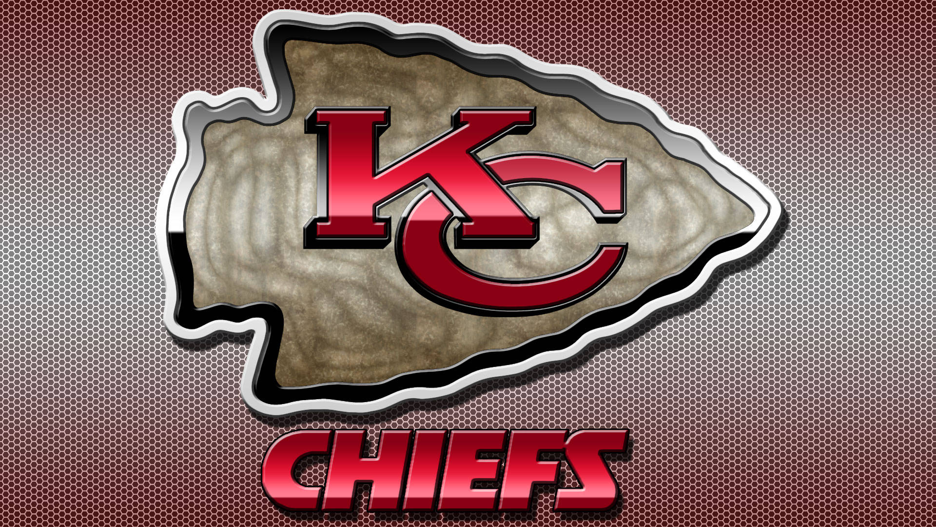 Kansas City Chiefs, red and silver, textured stone arrowhead, Full HD Desktop Wallpaper
