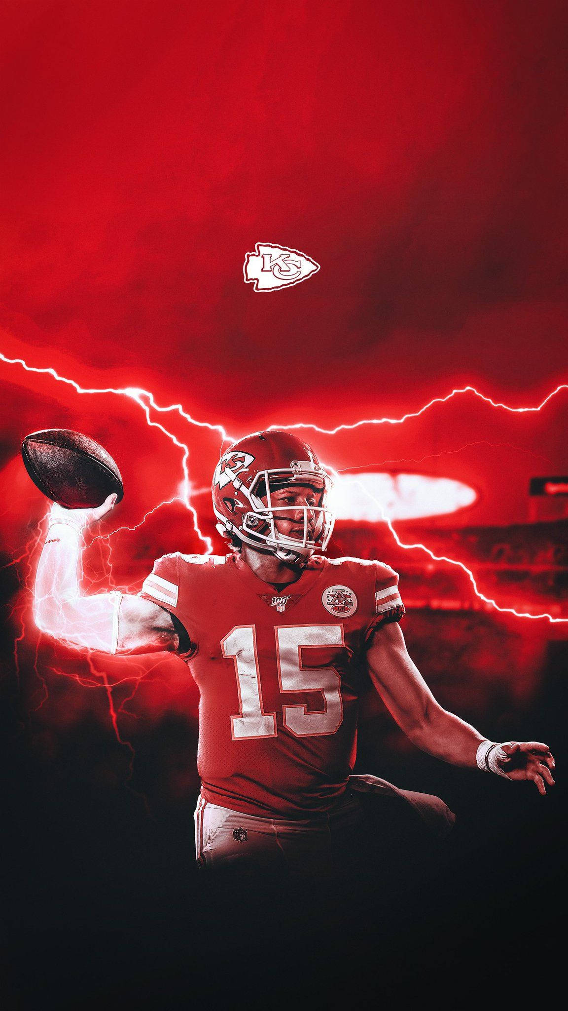 Kansas City Chiefs, red jersey number 15, crimson sky, Full HD Phone Wallpaper