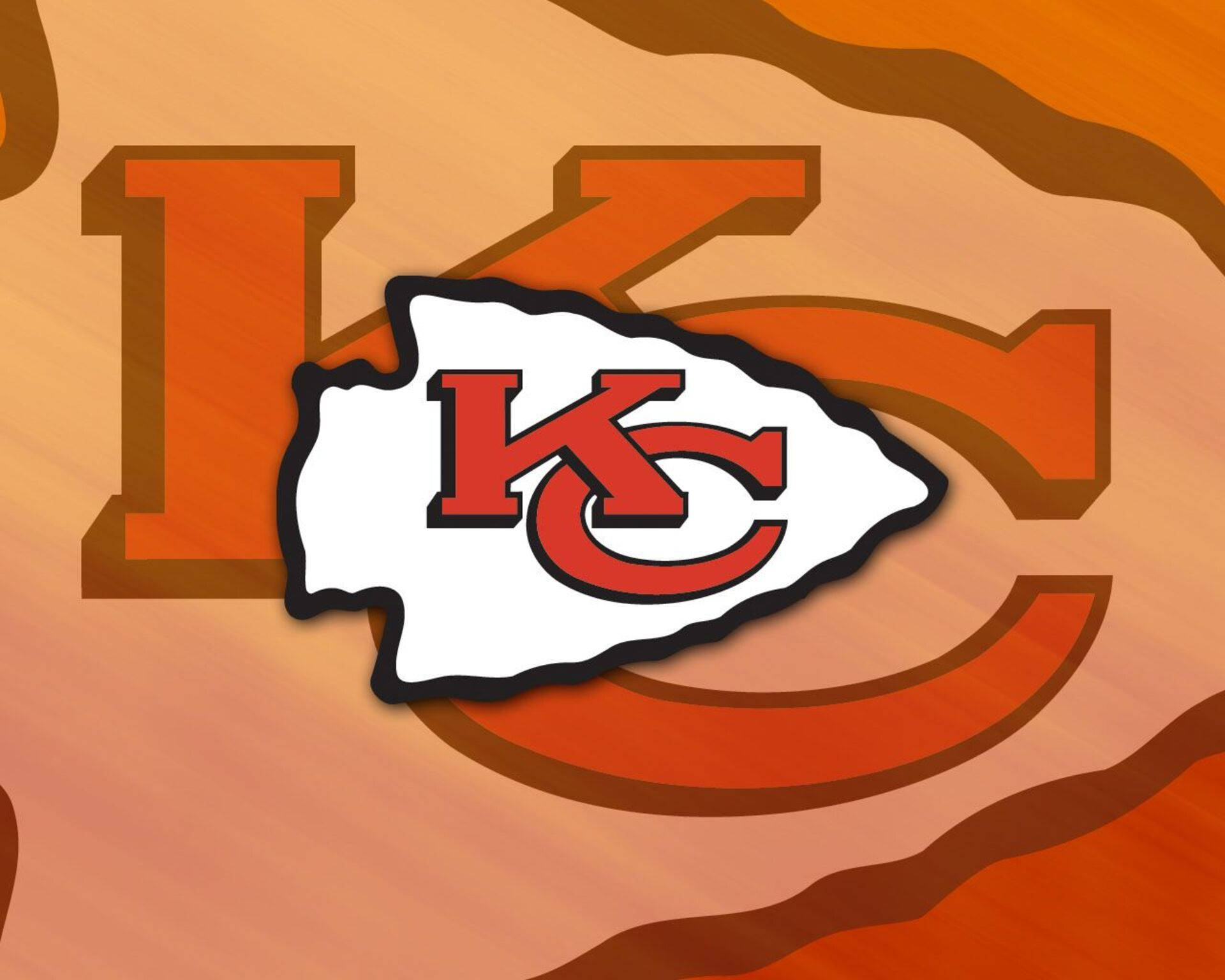 Kansas City Chiefs, red white and black, stylized orange and brown background, Full HD Desktop Wallpaper