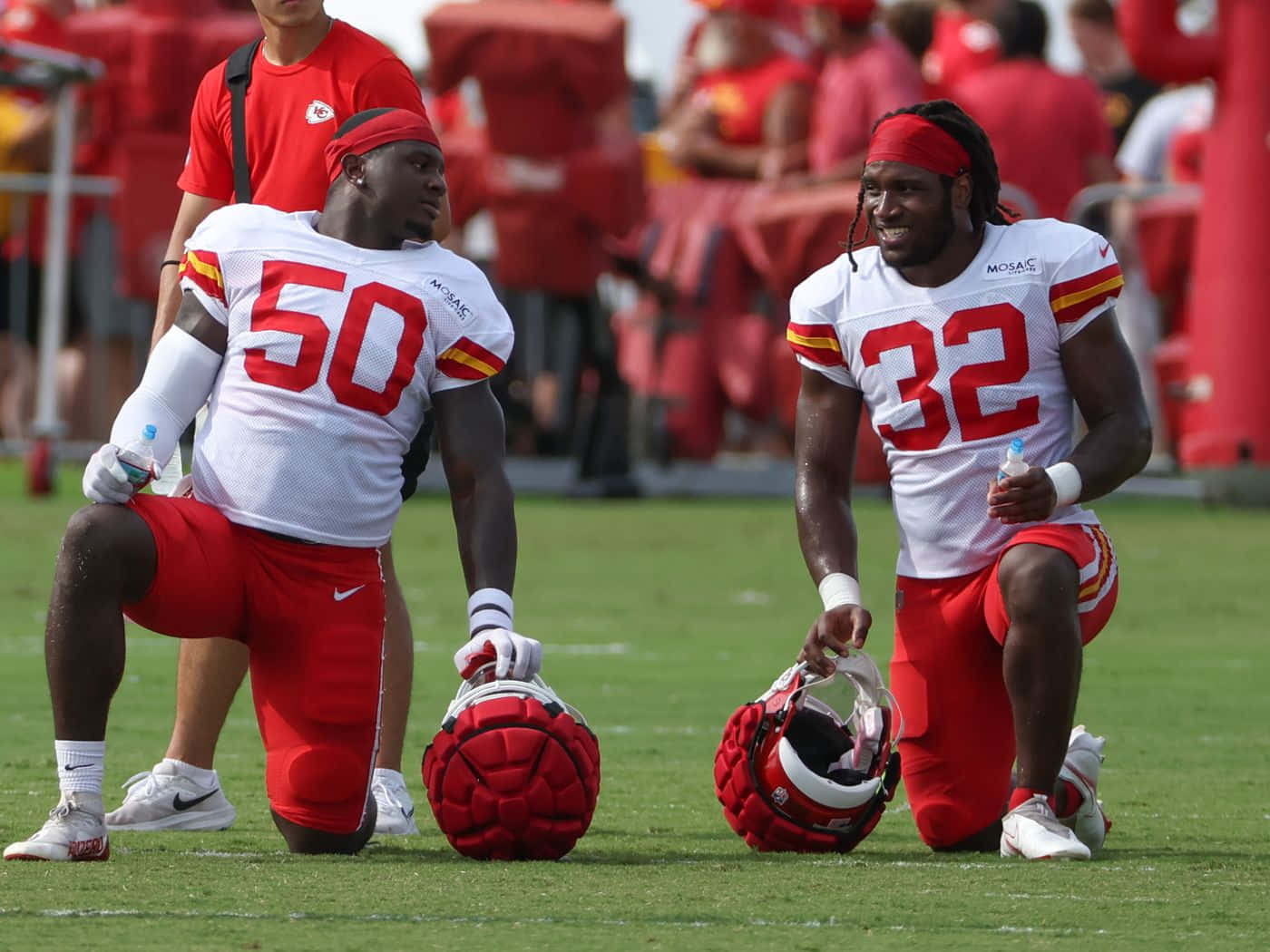 Kansas City Chiefs, white jerseys, red numbers, HD Desktop Wallpaper