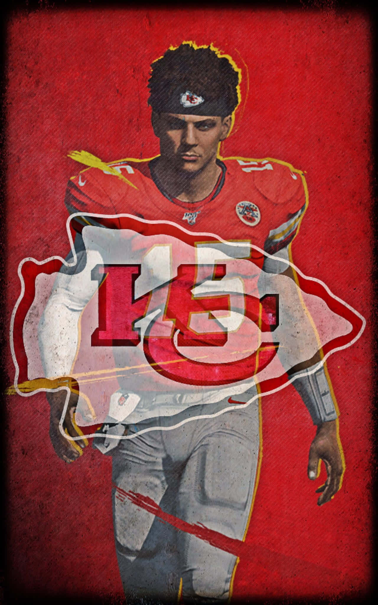 Kansas City Chiefs, red jersey, textured red background, Full HD Phone Wallpaper