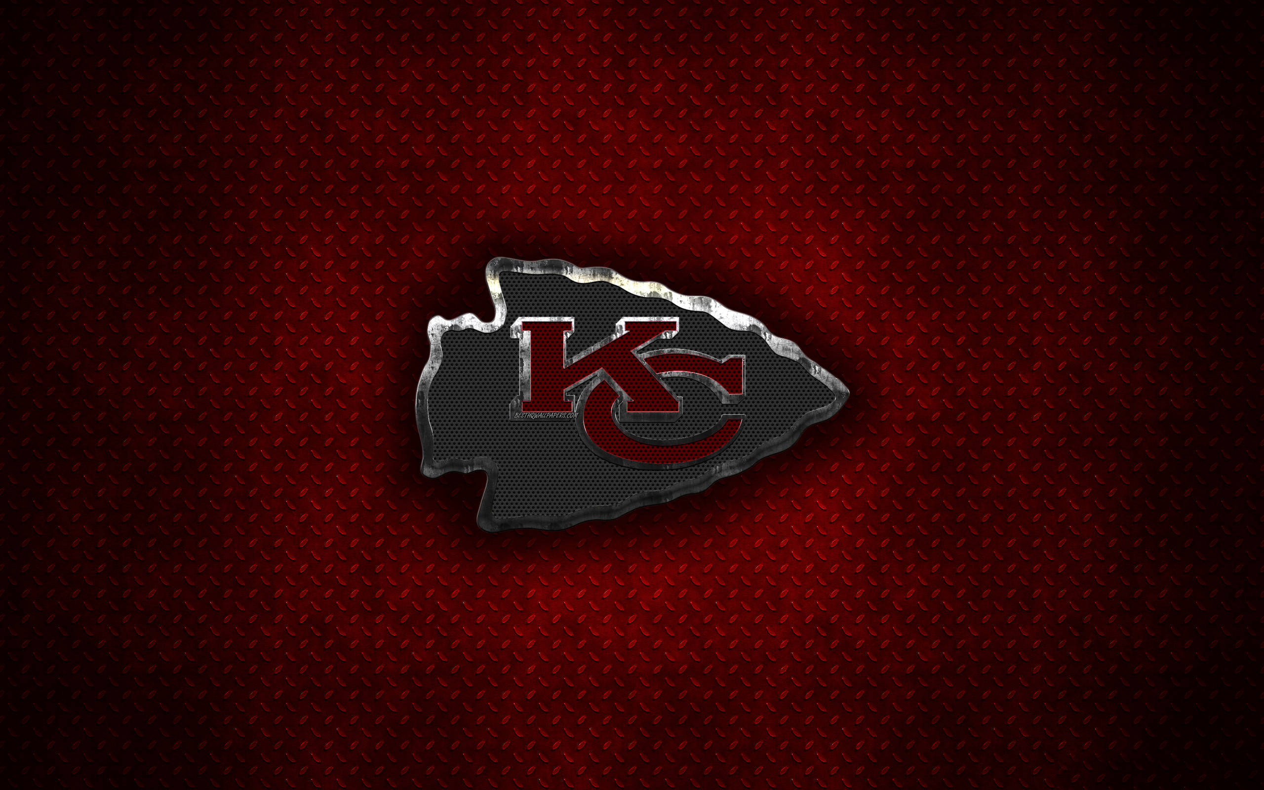 Kansas City Chiefs Logo, metallic, dark red, 2K Desktop Wallpaper