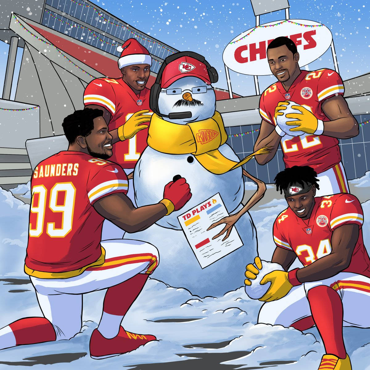 Kansas City Chiefs, snowman, red uniforms, SD Desktop Wallpaper