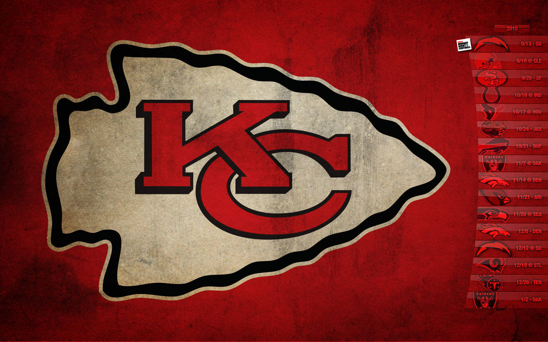 Kansas City Chiefs Logo, red background, textured background, Full HD Desktop Wallpaper
