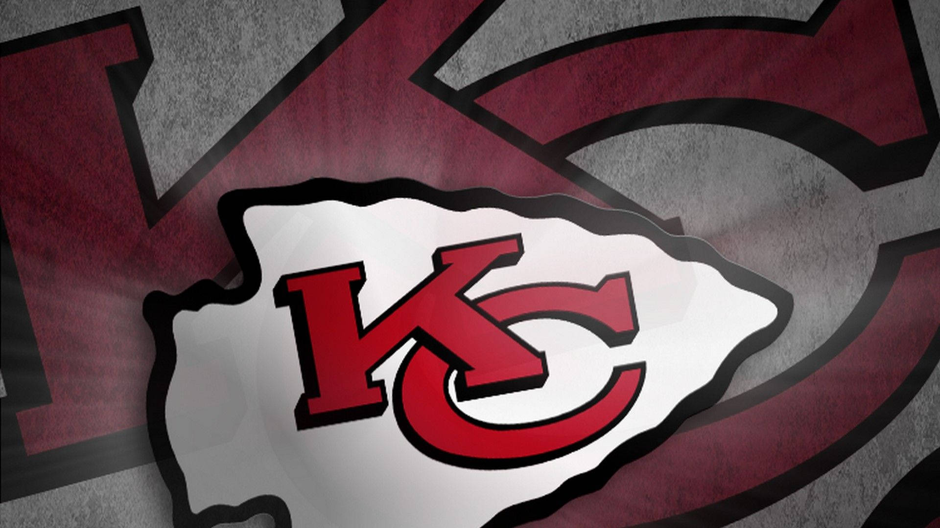 Kansas City Chiefs, red and silver colors, textured gray background, Full HD Desktop Wallpaper