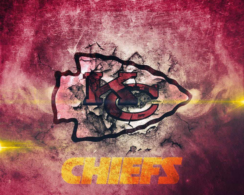 Kansas City Chiefs logo, cracked concrete, fiery orange, SD Desktop Wallpaper