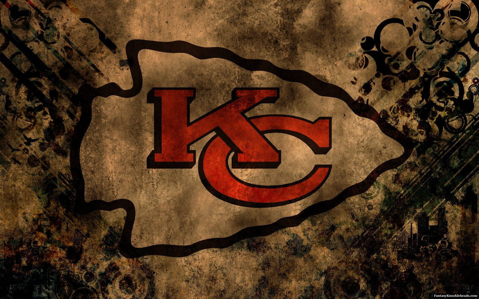 Kansas City Chiefs logo, red and black, gritty textured background, HD Desktop Wallpaper