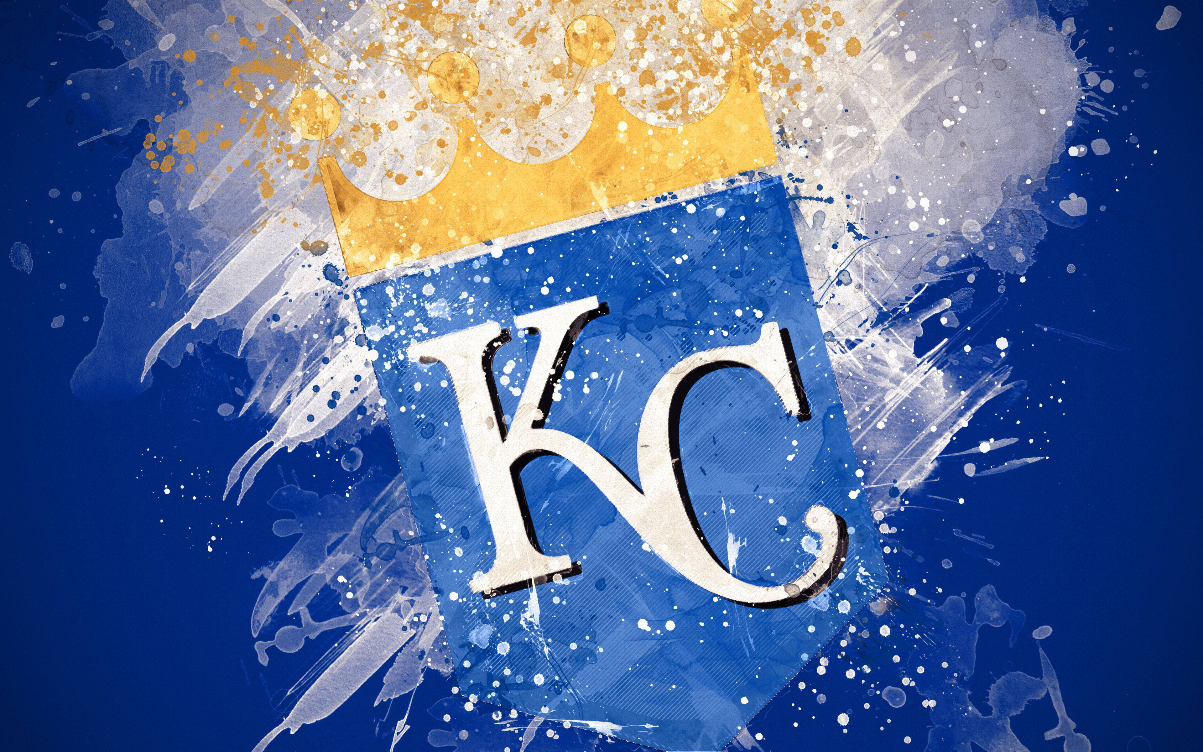 Kansas City Royals, blue shield, white KC letters, 4K Desktop Wallpaper