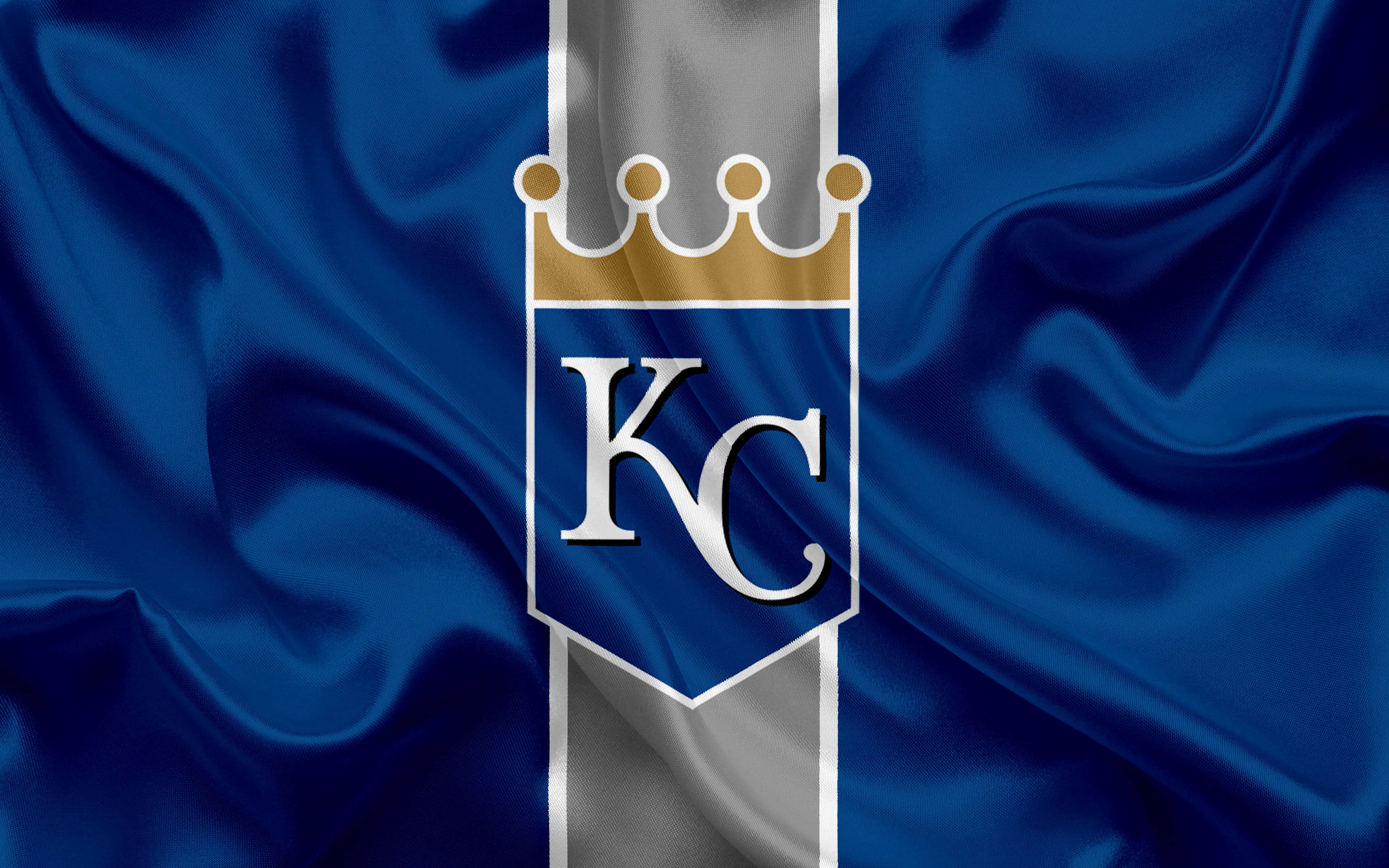 Kansas City Royals, blue banner, royal blue satin flag, 4K Desktop Wallpaper