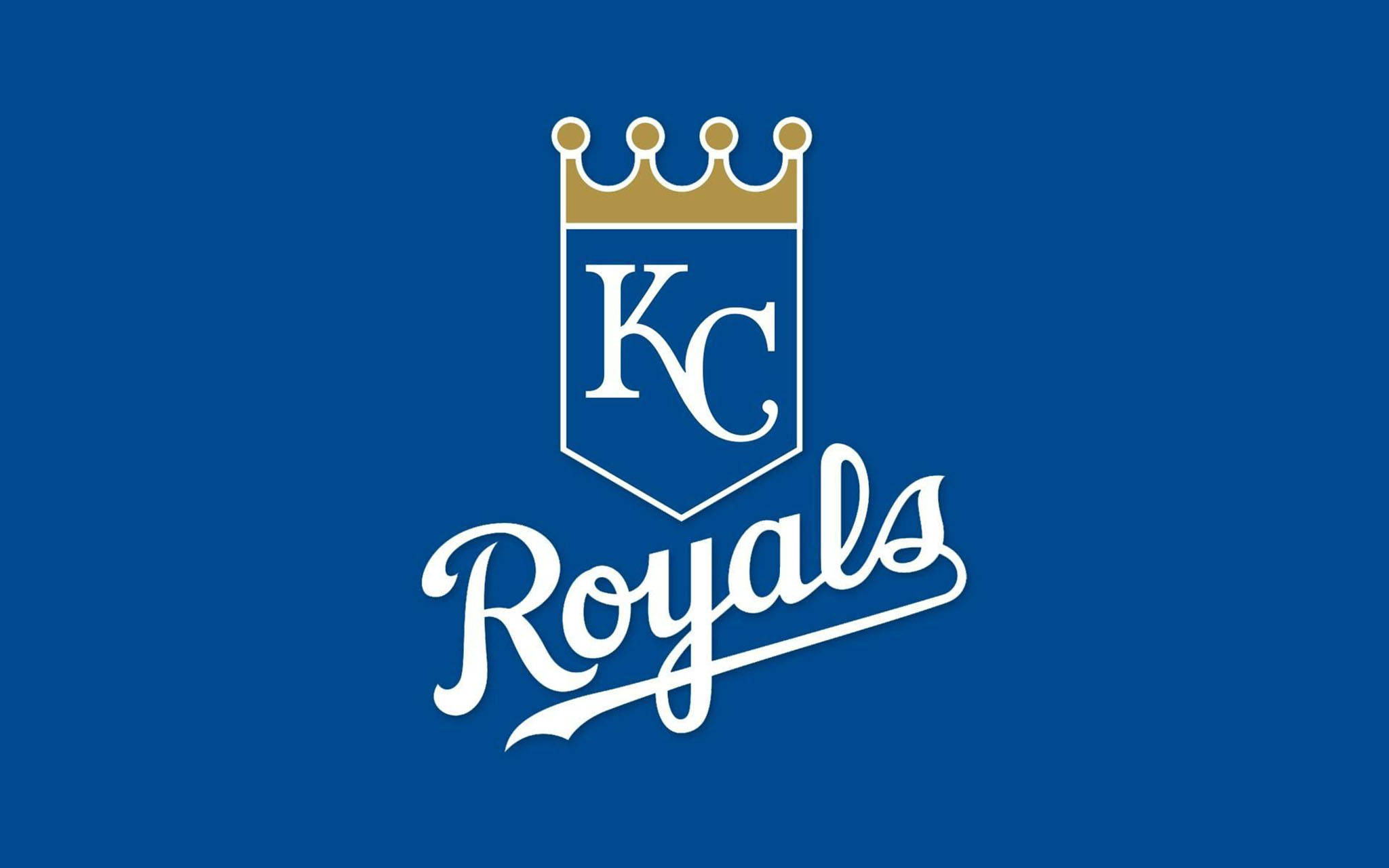Kansas City Royals, blue background, white and gold Royals logo, Full HD Desktop Wallpaper