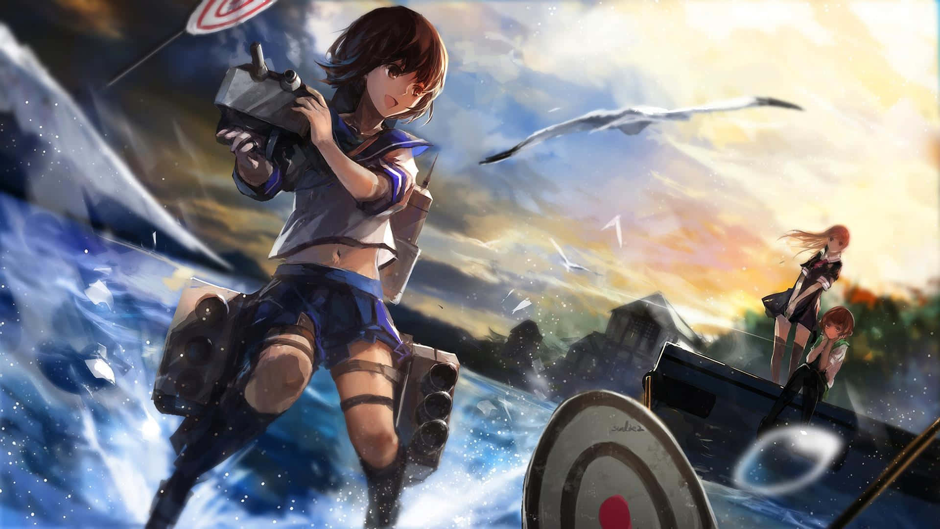 Kantai Collection, anime girl, school uniform, Full HD Desktop Wallpaper