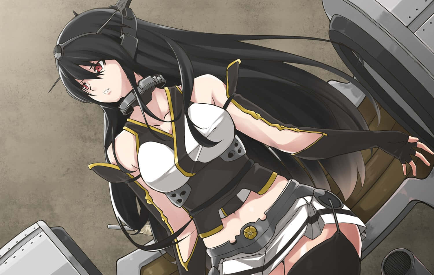 Kantai Collection, battleship, long black hair, HD Desktop Wallpaper