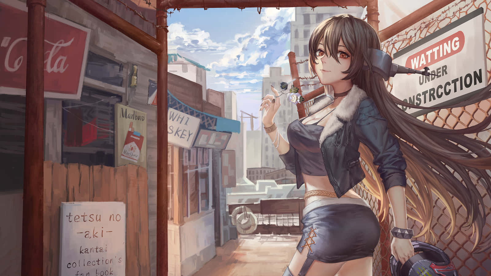 Kantai Collection, anime girl, long brown hair, HD Desktop Wallpaper