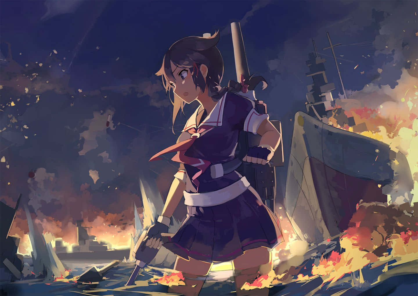 Kantai Collection, anime girl, sailor uniform, HD Desktop Wallpaper