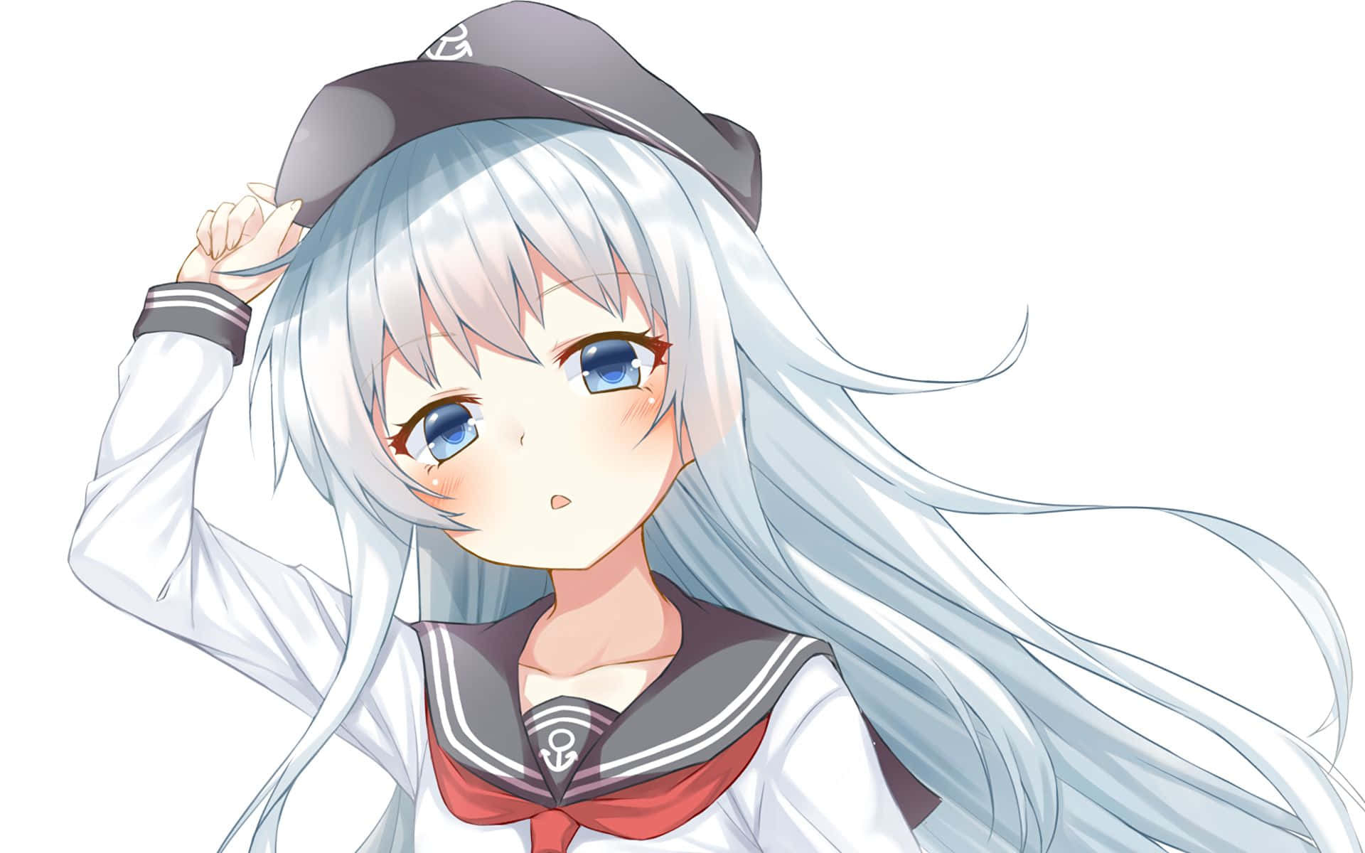 Kantai Collection, silver hair, blue eyes, Full HD Desktop Wallpaper