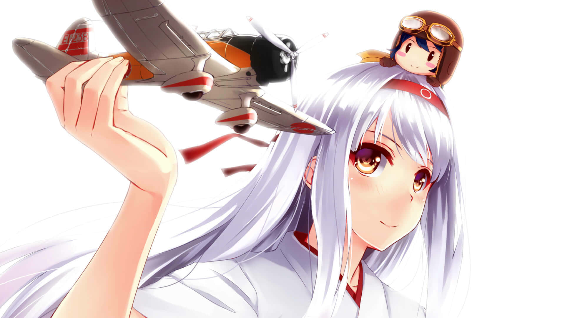 Kantai Collection, silver-haired anime girl, amber eyes, Full HD Desktop Wallpaper