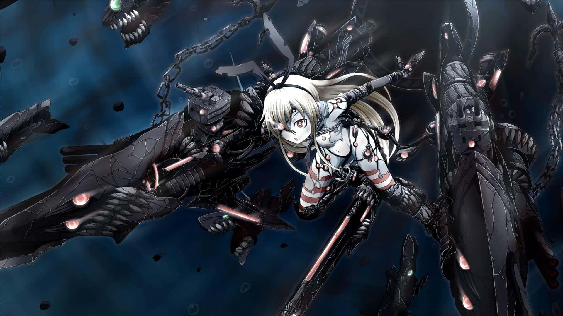 Kantai Collection, white-haired anime girl, mechanical suit, Full HD Desktop Wallpaper