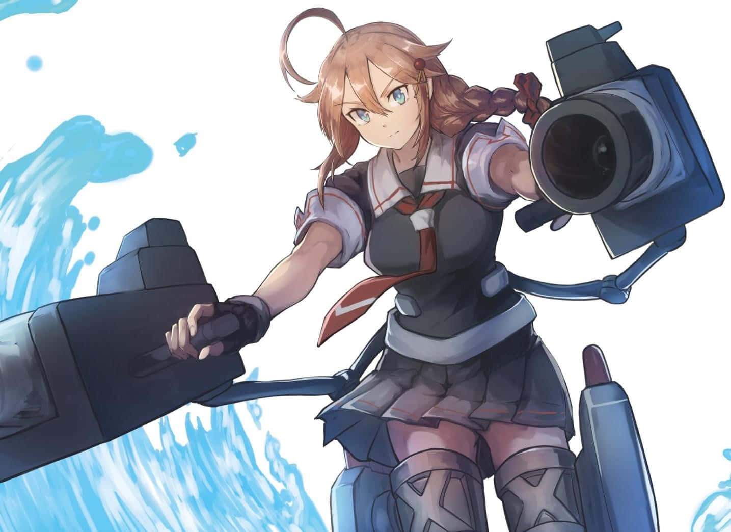 Kantai Collection, brown hair, large blue cannon, HD Desktop Wallpaper