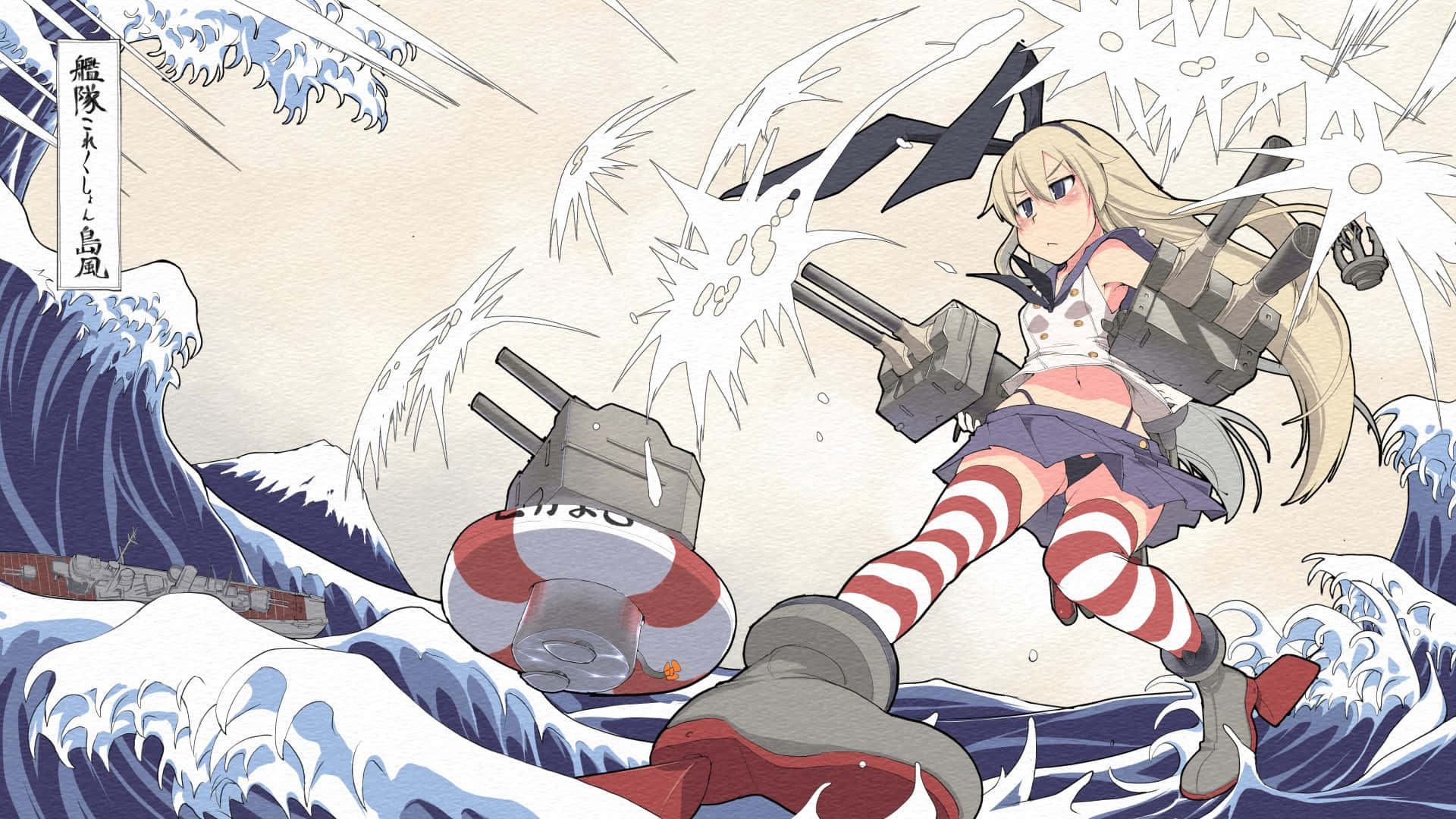 Kantai Collection, anime girl, blonde hair, Full HD Desktop Wallpaper