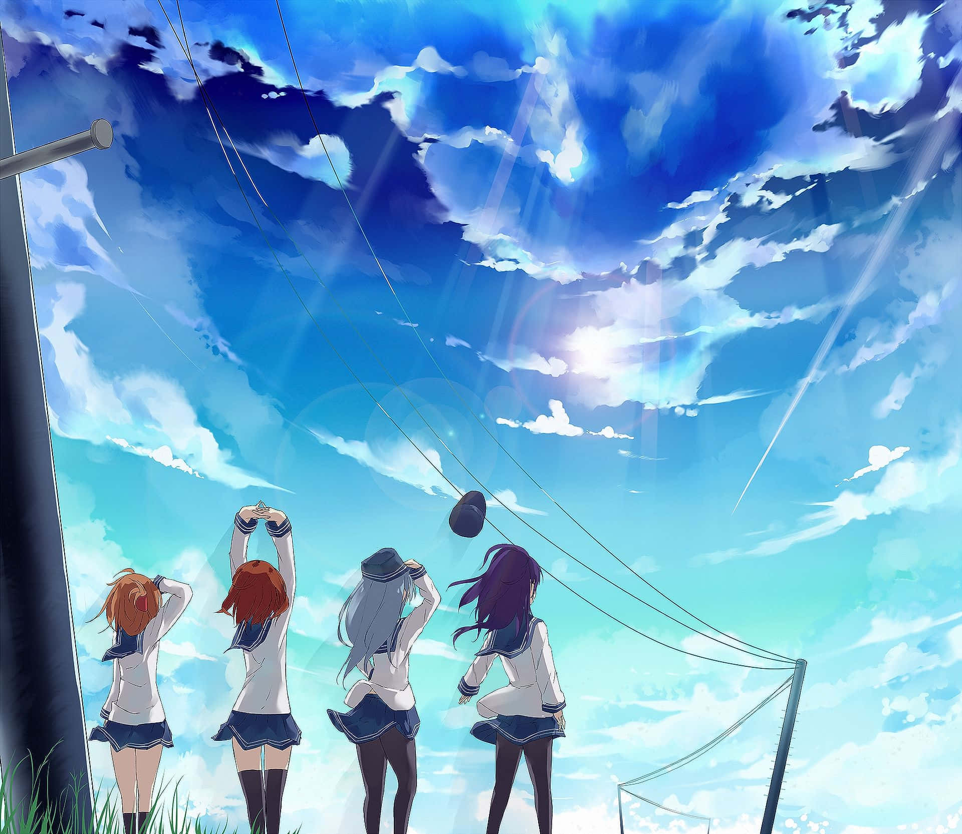Kantai Collection, anime girls, school uniforms, Full HD Desktop Wallpaper