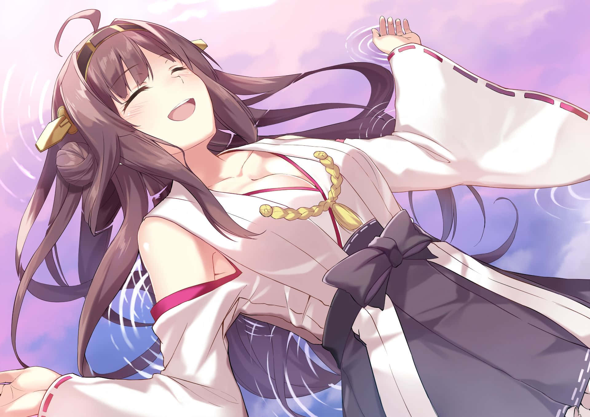 Kantai Collection, anime girl, white kimono, Full HD Desktop Wallpaper