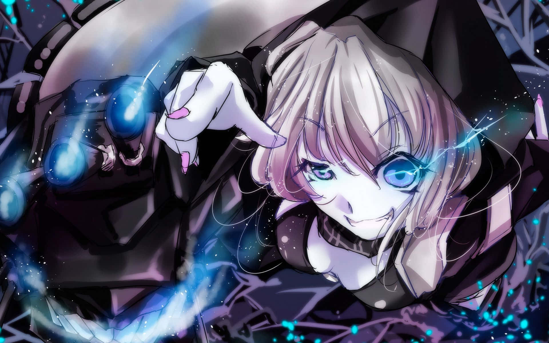 Kantai Collection, silver hair, glowing blue eyes, Full HD Desktop Wallpaper