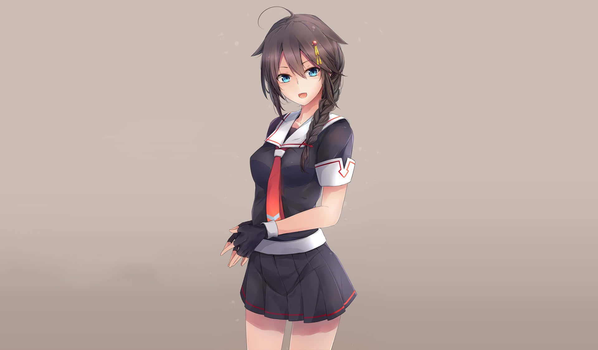 Kantai Collection, anime girl, dark sailor uniform, Full HD Desktop Wallpaper