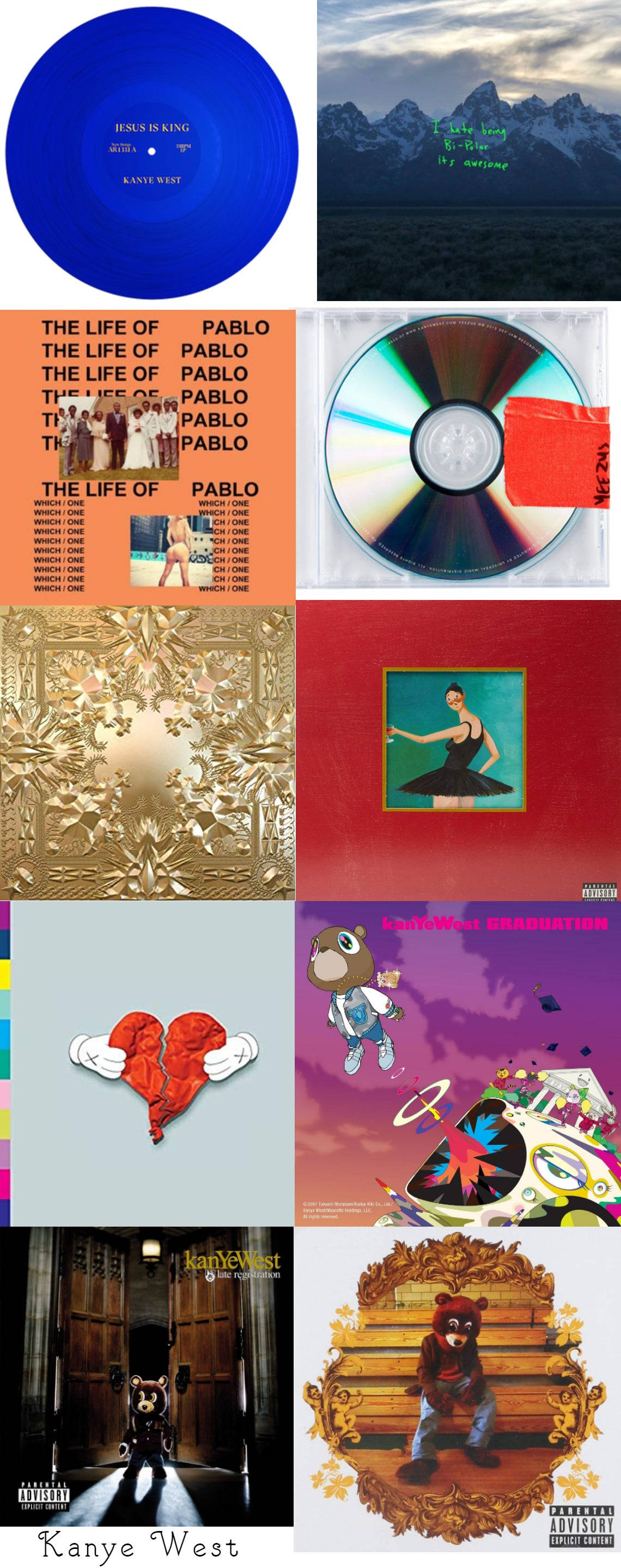 Kanye West, album covers, discography, 2K Phone Wallpaper