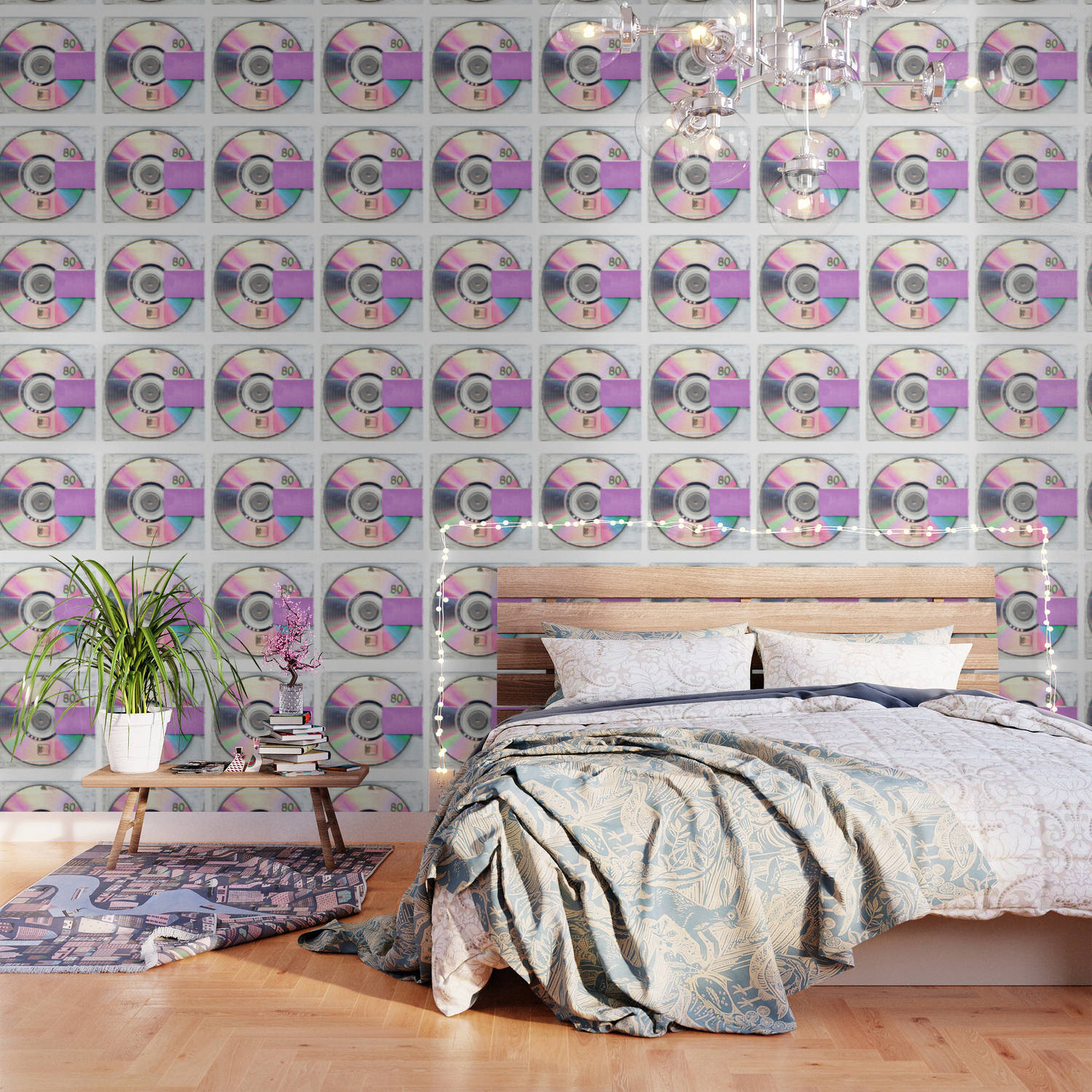 Kanye West, vintage CD wallpaper, wooden bed, HD Desktop Wallpaper