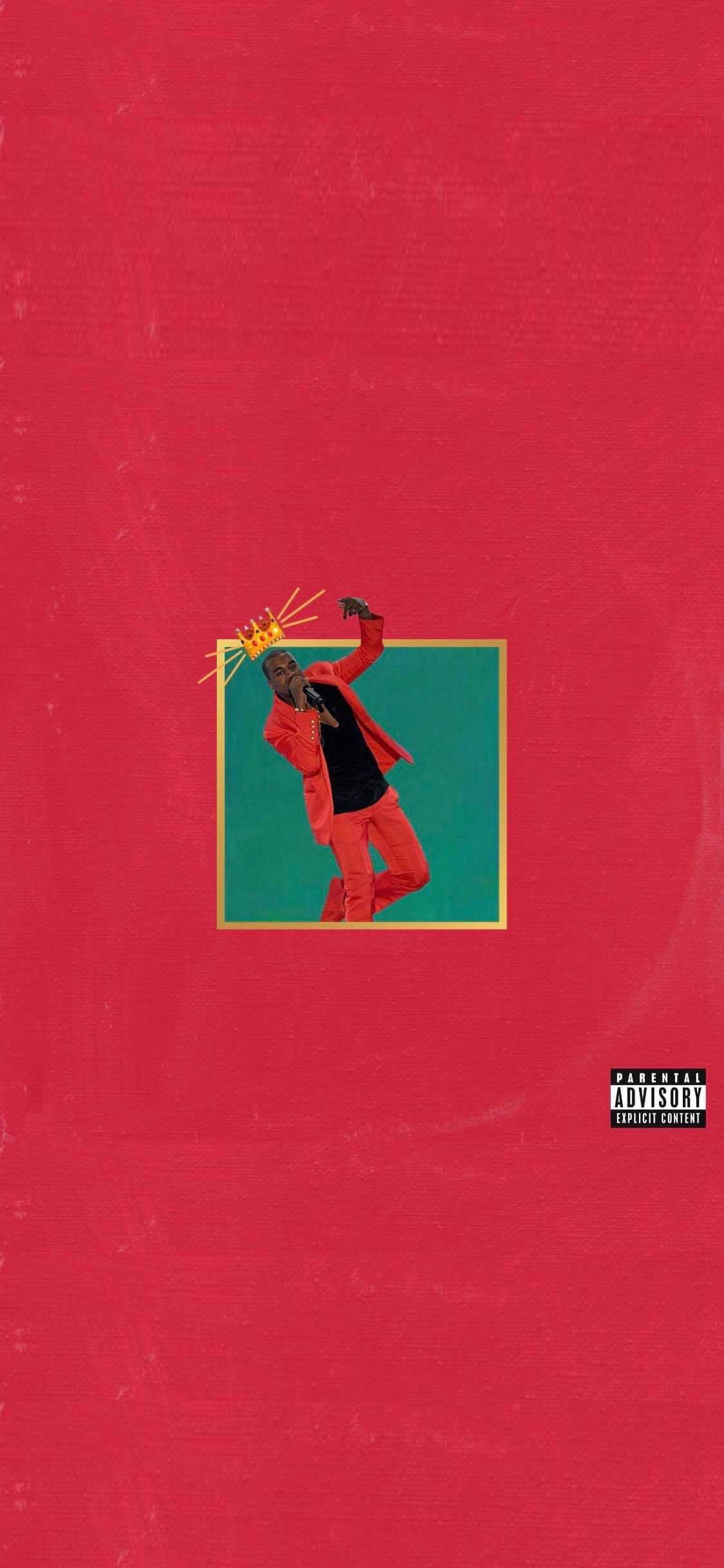 Kanye West Album Cover, red suit, crown, Full HD Phone Wallpaper
