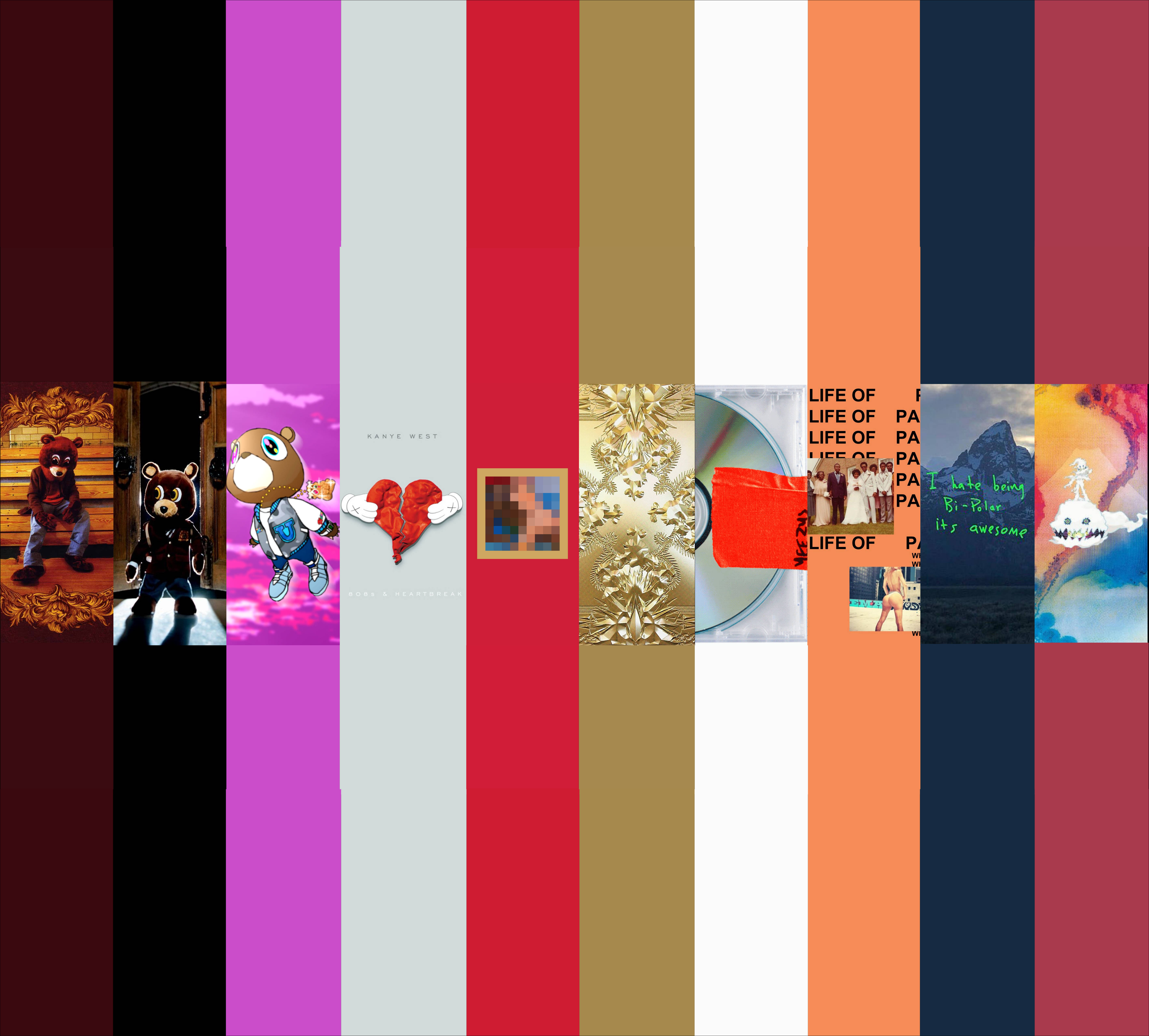 Kanye West, album cover, collage, 5K Desktop Wallpaper