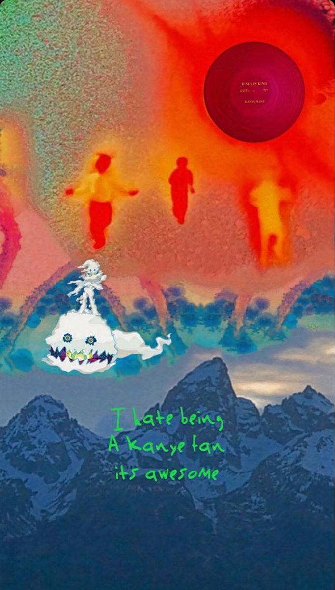 Kanye West Album Cover, orange silhouette, glowing human figures, SD Phone Wallpaper