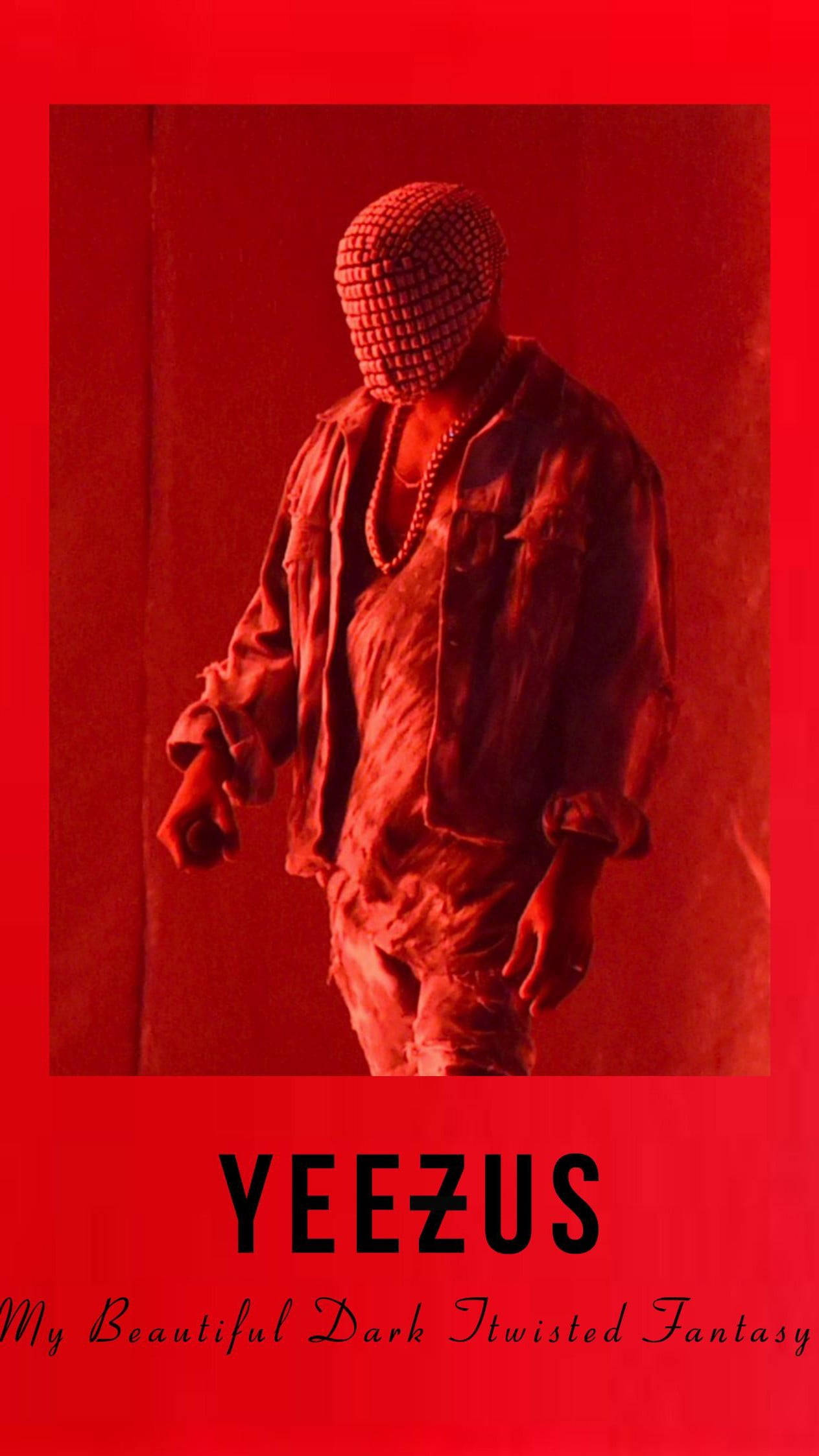 Kanye West, red-lit room, mesh mask, Full HD Phone Wallpaper