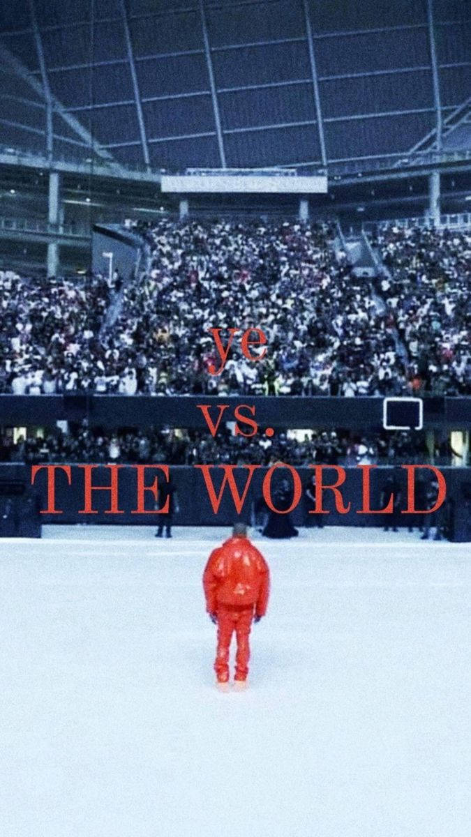 Kanye West, red suit, vast arena, SD Phone Wallpaper