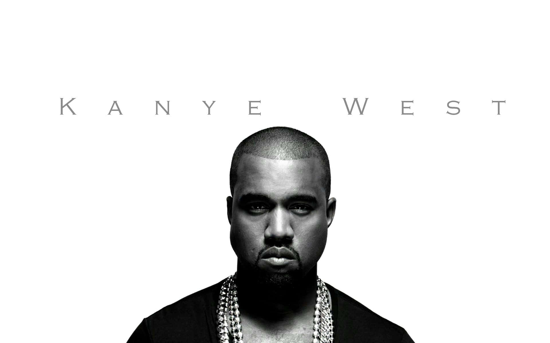 Kanye West, black and white portrait, thick chains, Full HD Desktop Wallpaper