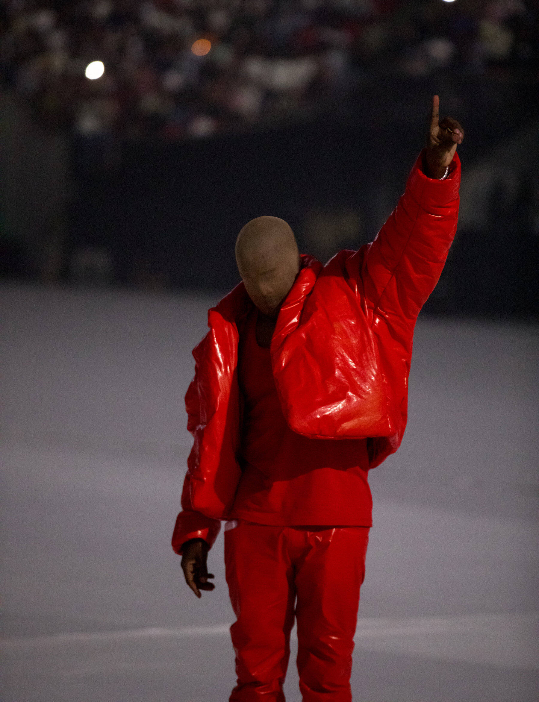 Kanye West Donda, shiny red jumpsuit, mask, Full HD Phone Wallpaper