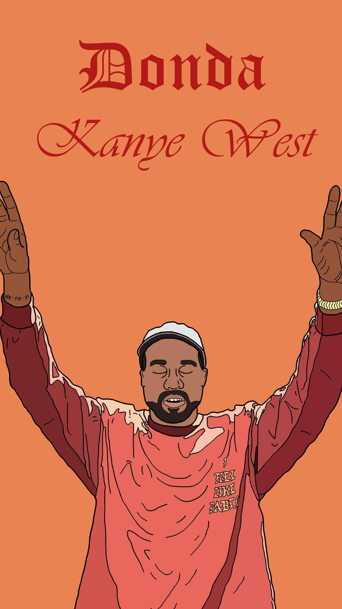 Kanye West, Donda, orange background, 2K Phone Wallpaper