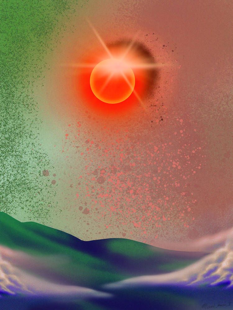 Kanye West, Donda, glowing red sun, SD Phone Wallpaper