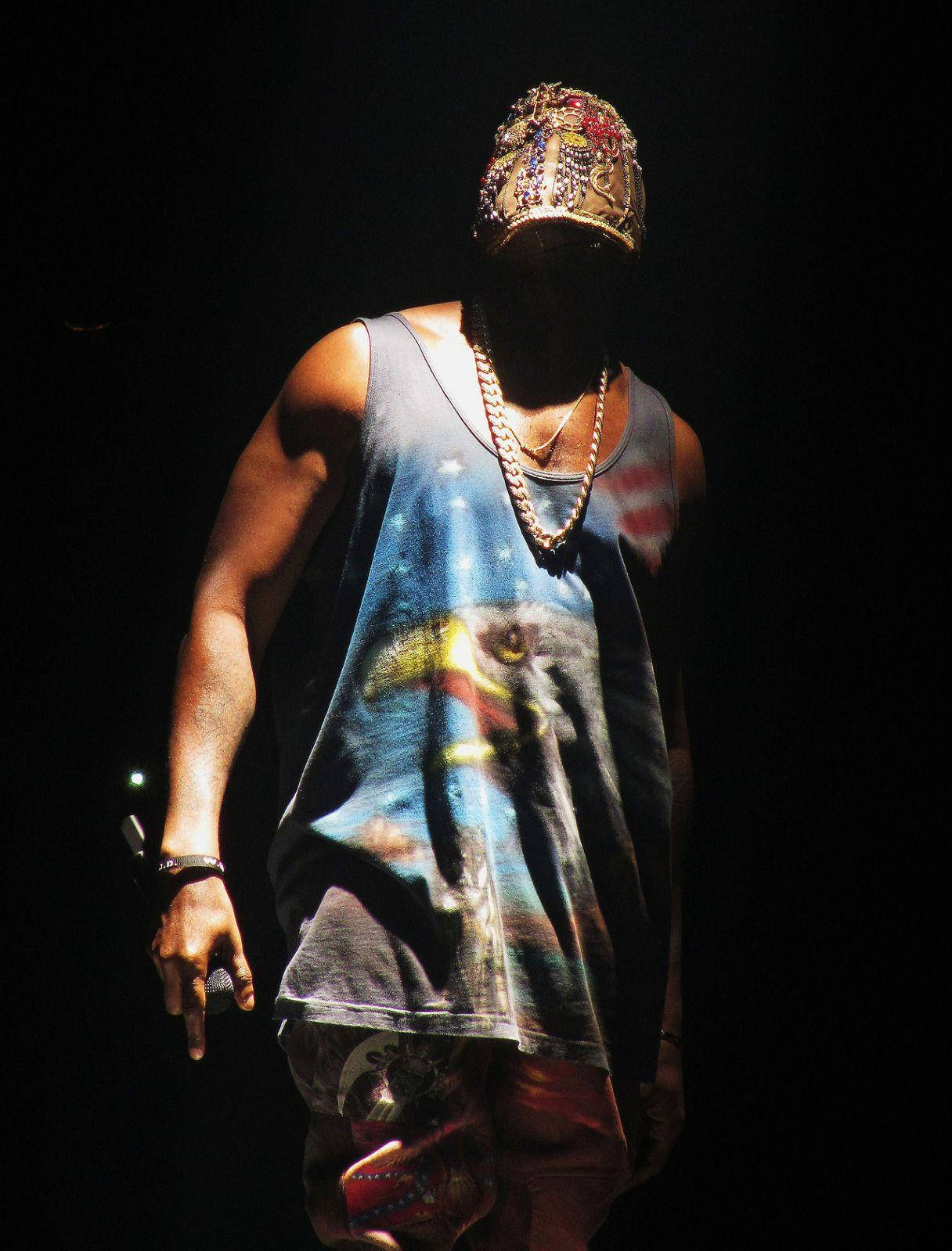 Kanye West, jeweled mask, graphic tank top, HD Phone Wallpaper