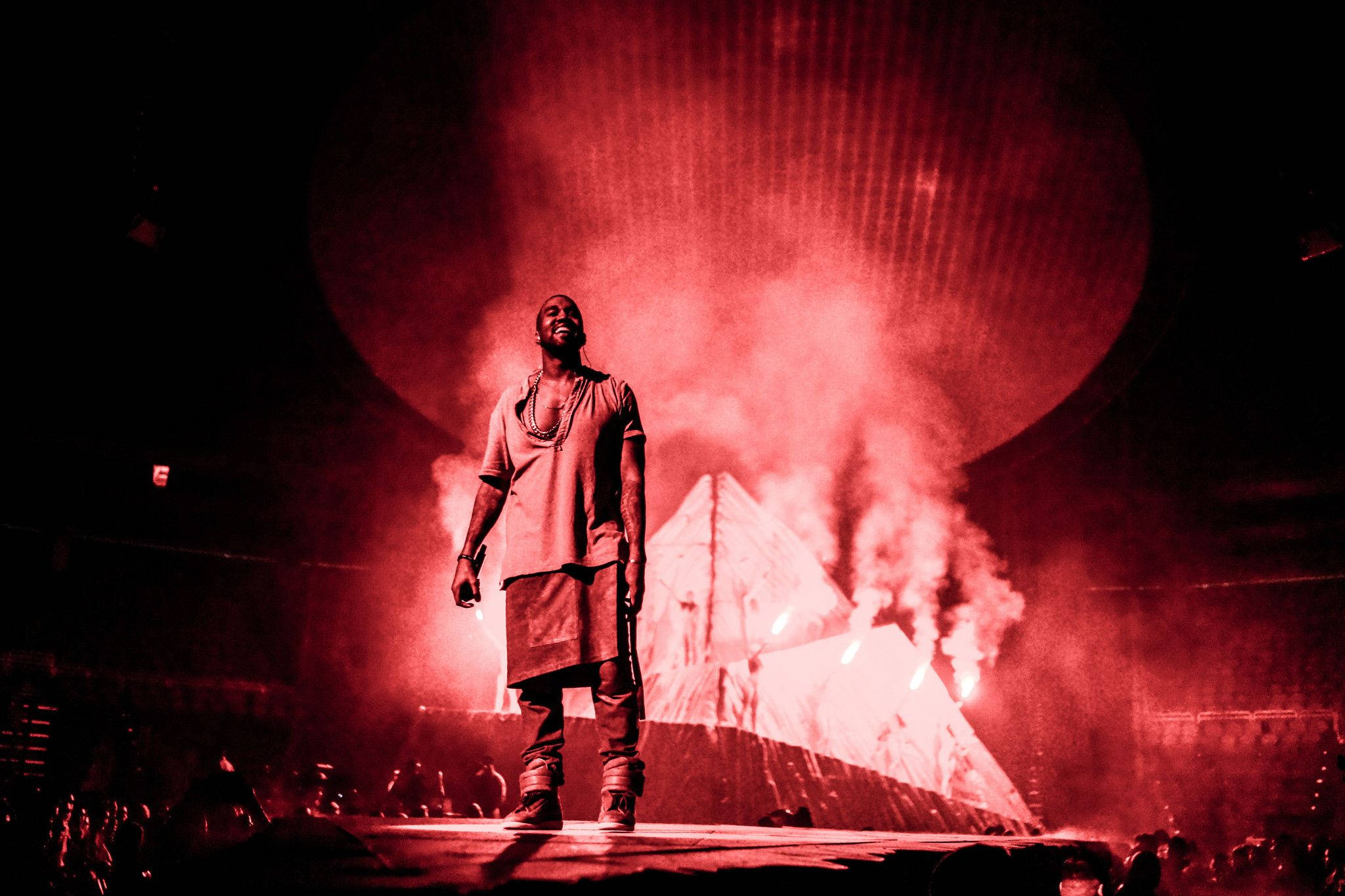 Kanye West, red stage, intense red light, Full HD Desktop Wallpaper