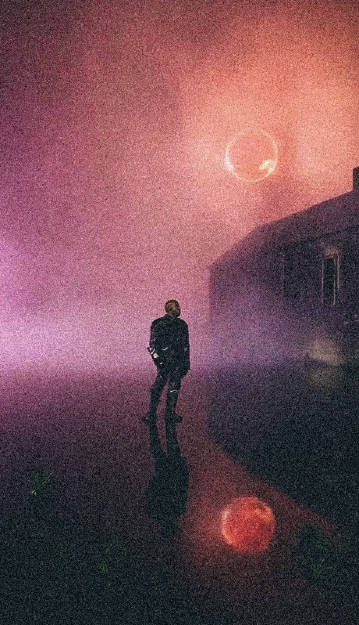 Kanye West, black and white floral portrait, misty twilight, Full HD Phone Wallpaper