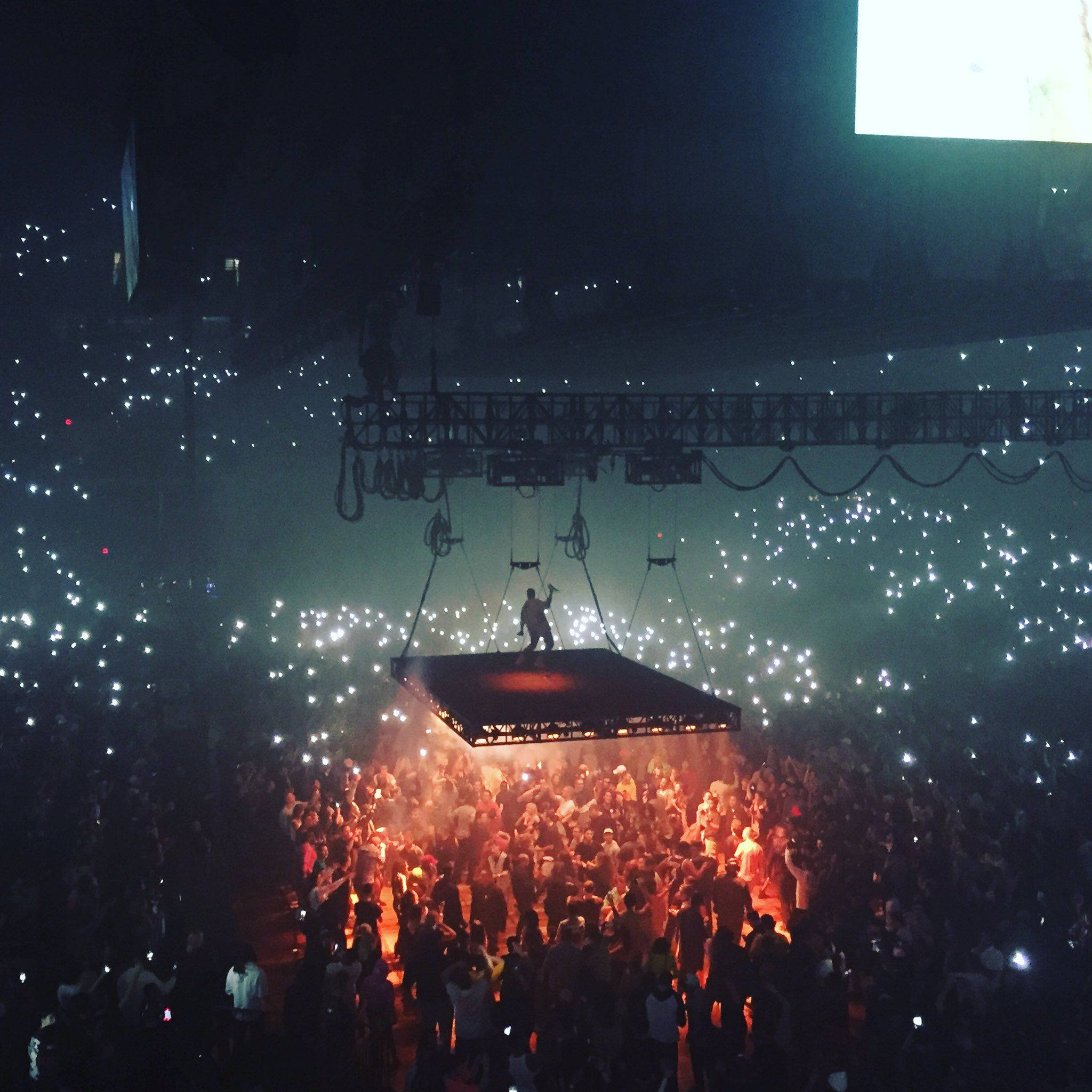 Kanye West Saint Pablo, red descent, suspended stage, Full HD Desktop Wallpaper