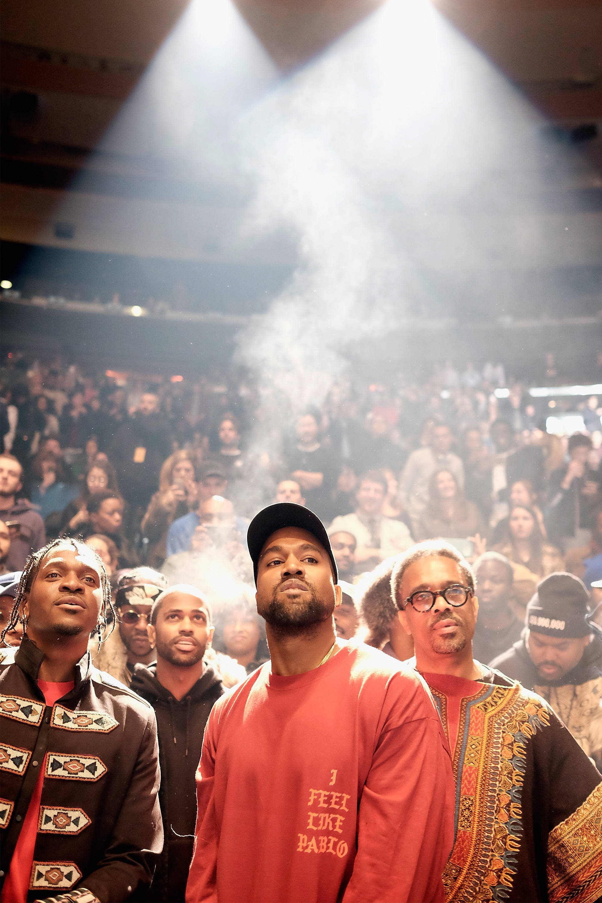 Kanye West Saint Pablo, chin up, bright spotlights, 2K Phone Wallpaper
