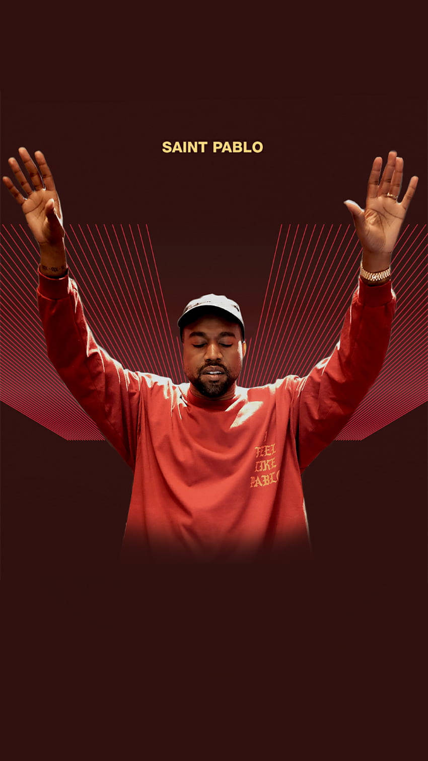 Kanye West, Saint Pablo, red sweatshirt, HD Phone Wallpaper