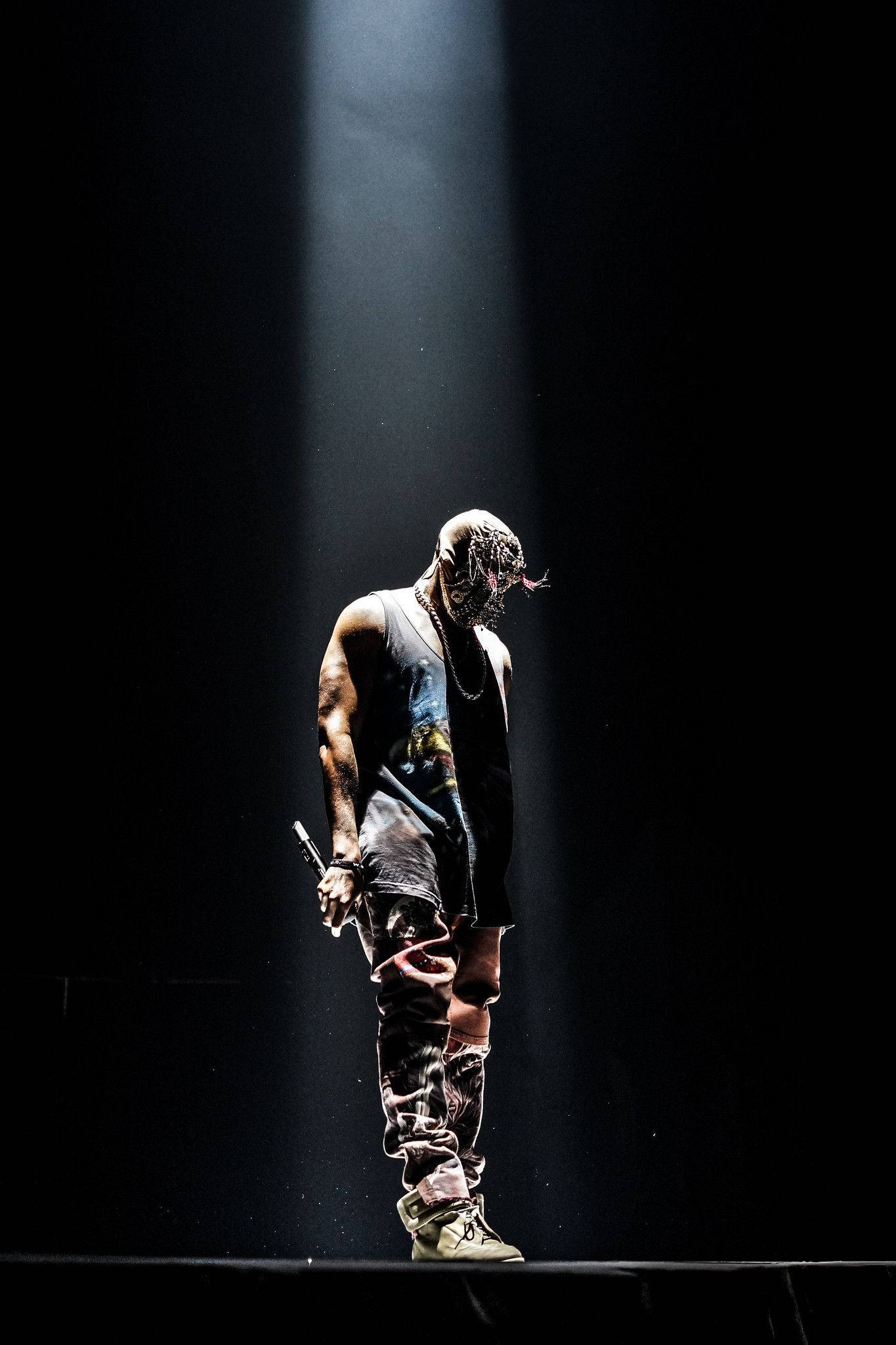 Kanye West, spotlight, dark stage, Full HD Phone Wallpaper