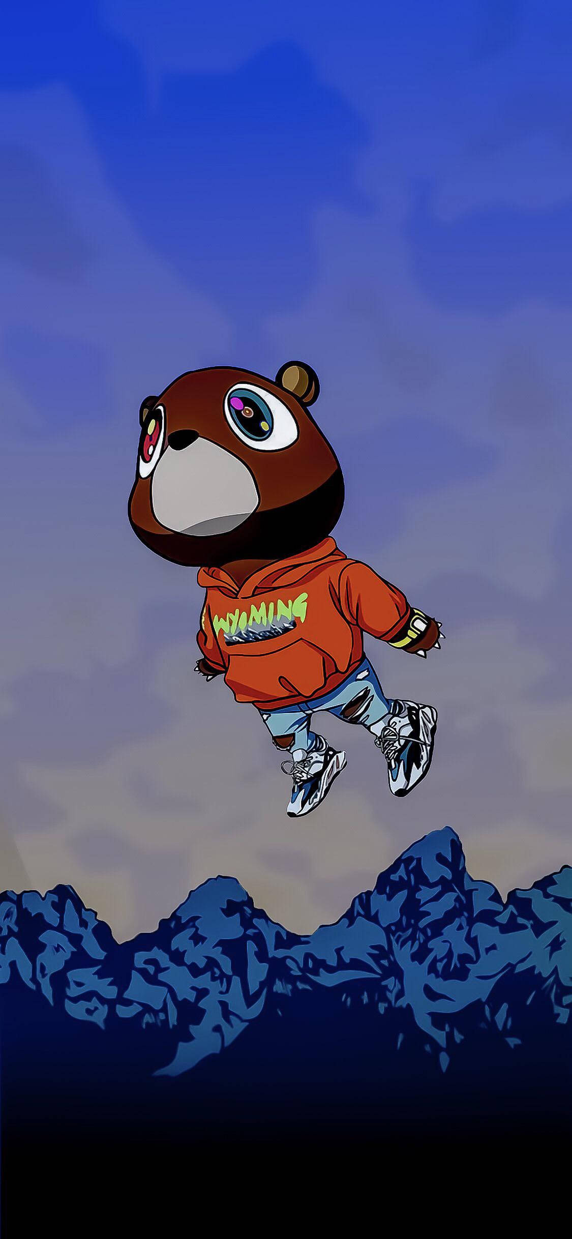 Kanye West, bear, orange hoodie, Full HD Phone Wallpaper
