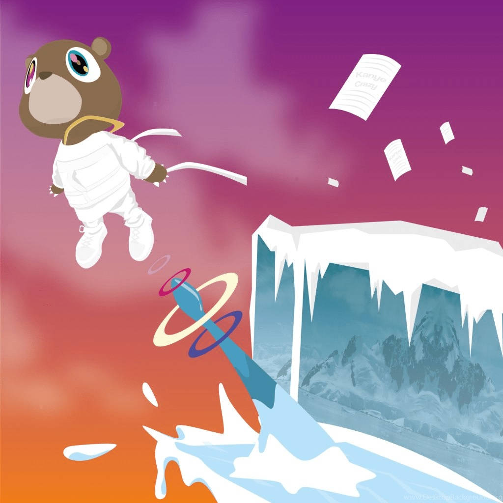 Kanye West, bear, white suit, SD Desktop Wallpaper