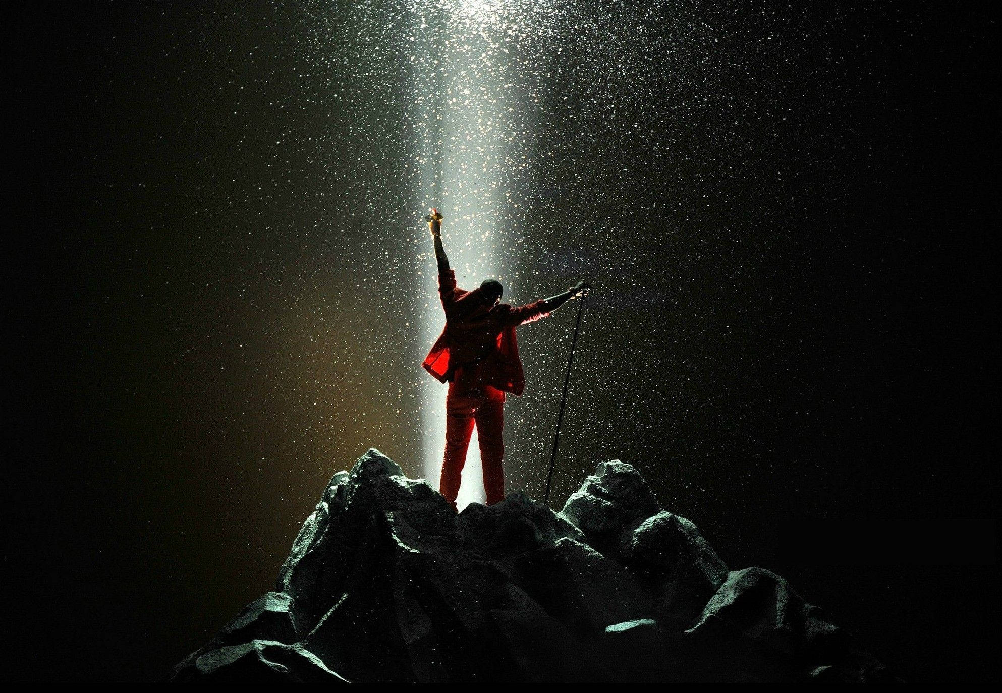 Kanye West, bright lights, rocks, Full HD Desktop Wallpaper