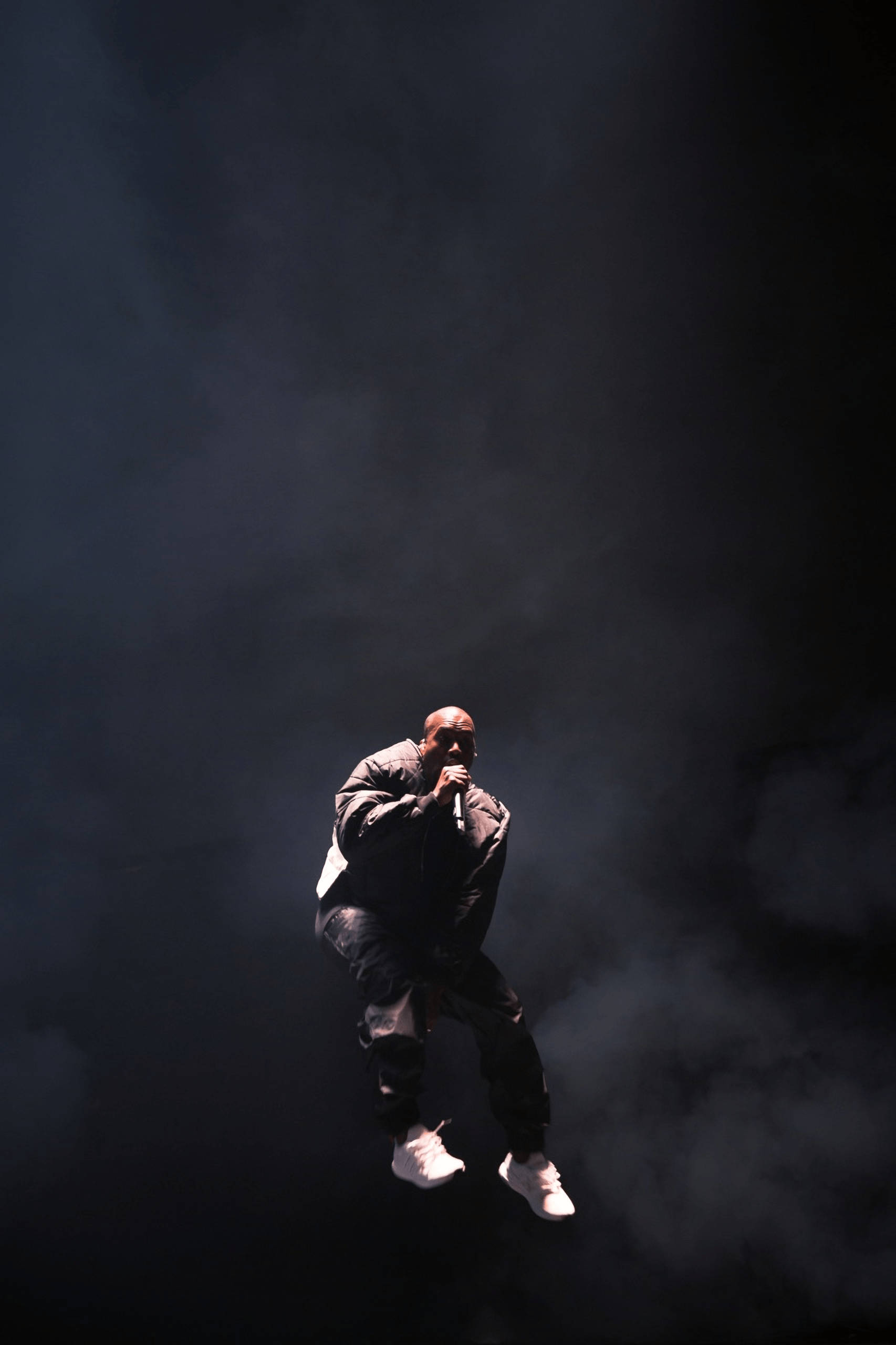 Kanye West, stage, microphone, 2K Phone Wallpaper