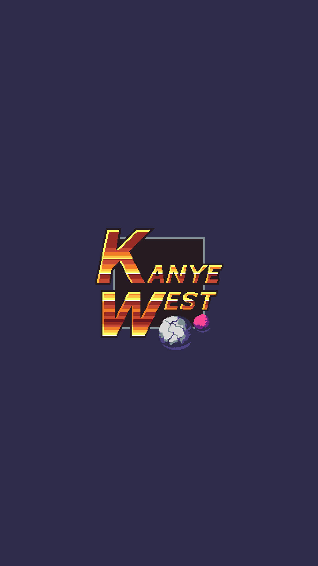 Kanye West, pixel-art logo, gradient orange letters, Full HD Phone Wallpaper